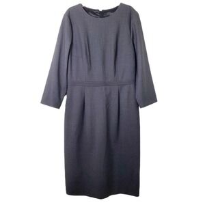 Classic Women's Long Sleeve Sheath Dress - Charcoal Gray